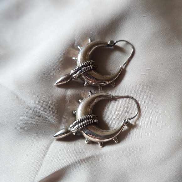 Tribal Silver Hoop Earrings
